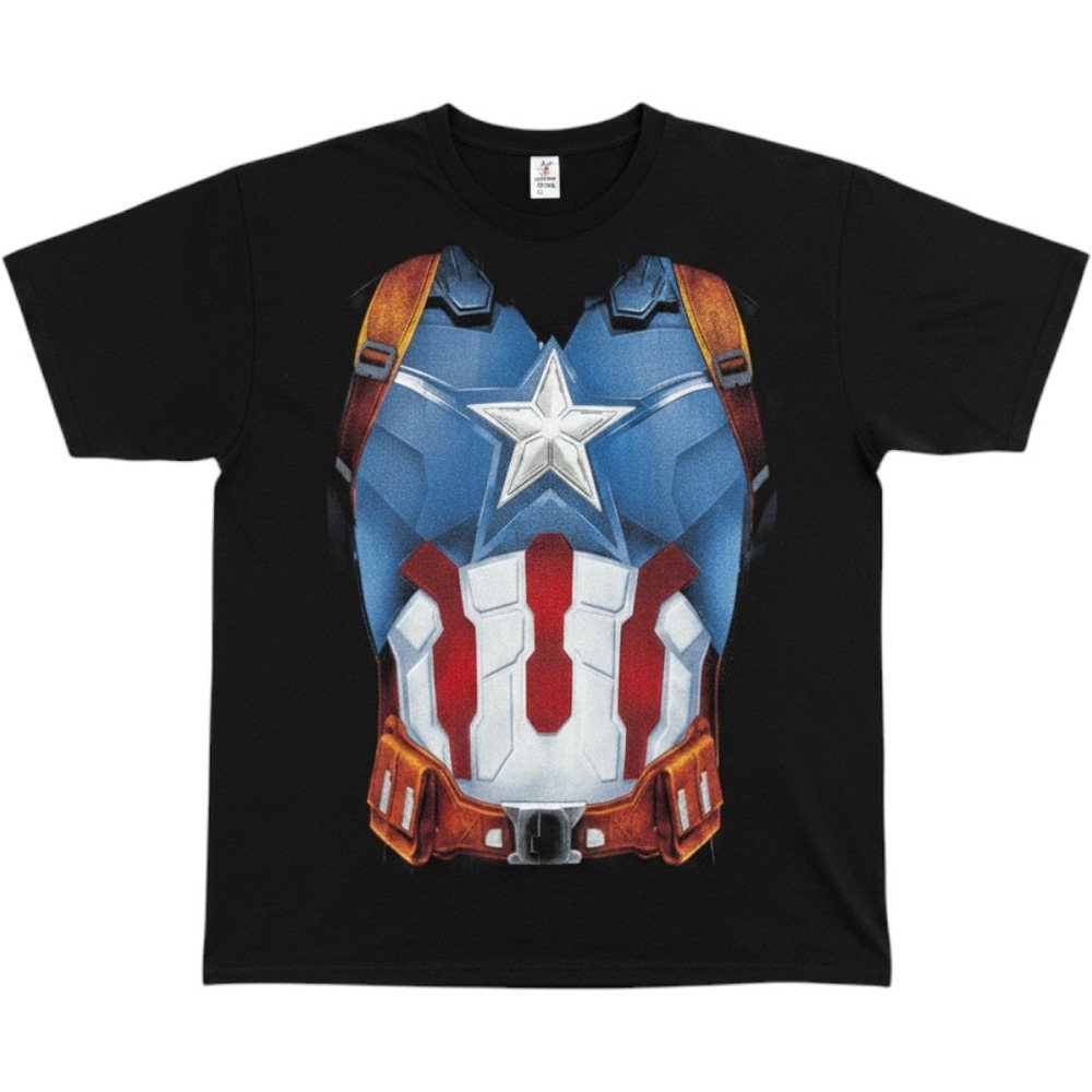 Marvel Captain America Costume Graphic T-Shirt Mens Large Black Short Sleeve